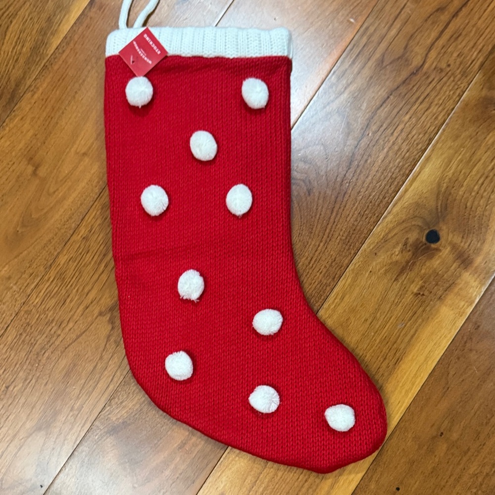 Wondershop Red Stocking with White Pom Poms